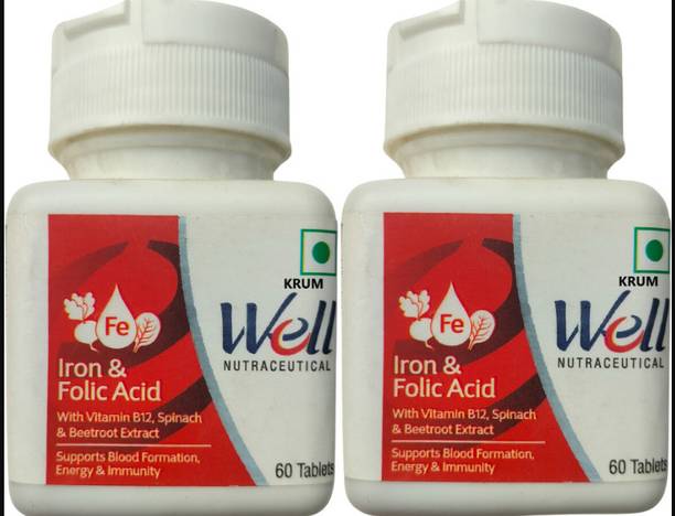 KRUM Well Iron & Folic Acid -supports blood formation | pack of 2