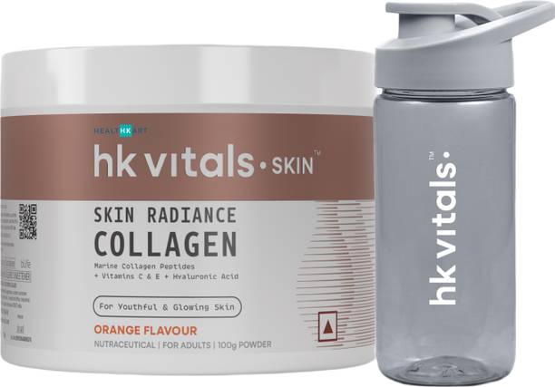 HEALTHKART HK Vitals Skin Radiance Collagen Supplement with Biotin, Orange with Sipper
