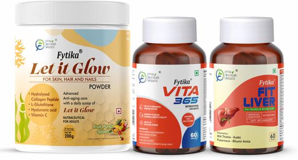 FYTIKA Let it Glow Fruit Punch-200G + Vita 365-60 Tabs + Fit Liver-60 Tabs
