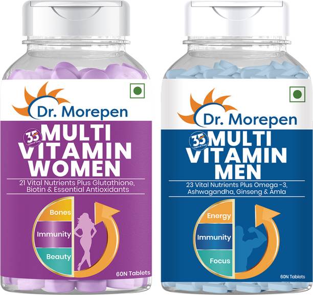 Dr. Morepen Multivitamins for Men and Women with Omega 3 or Calcium- 60 Tablets Each