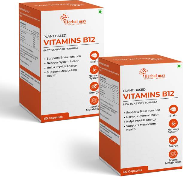 Herbal max Plant Based Vitamin B-12, 2.2mcg |Boost Energy Level, Supports Brain Function