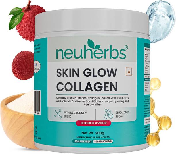 Neuherbs Skin Glow Collagen Powder with Biotin, Vit C & E for Beauty & Radiance, Litchi