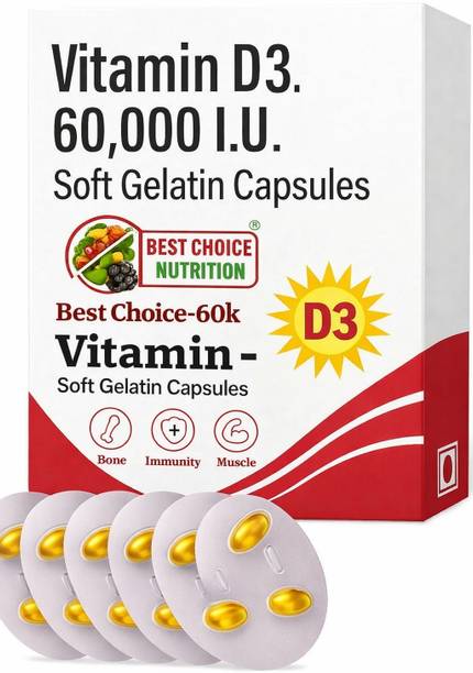 BEST CHOICE NUTRITION Vitamin D3 60000 IU Capsule for Bone Joint Mental Health & Heart for Men & Women