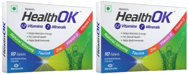 Health Ok Daily Multivitamin With Natural Ginseng for Energy & Overall Health, 10 Tabs x 2