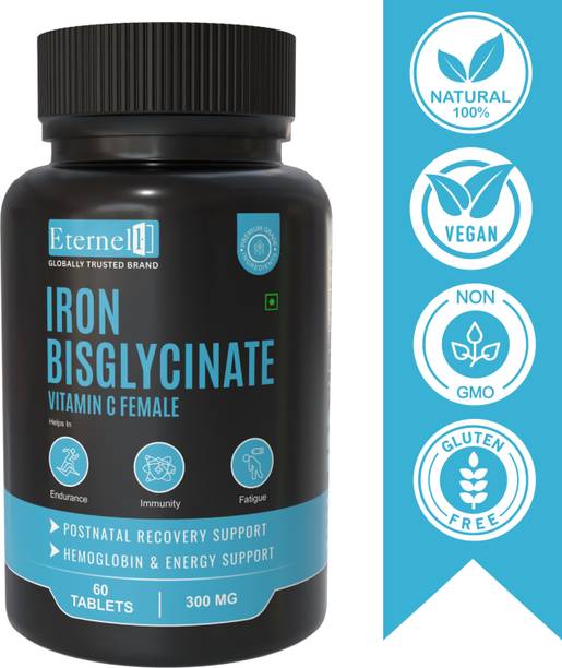 Eternell Iron Bisglycinate 19mg with Folic Acid 100mcg Ayurvedic Gentle Iron Supplement