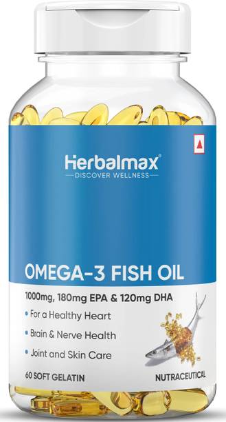 Herbal max Fish oil (1000 Omega 3, with 180 mg EPA & 120 mg) for brain, heart | eye health