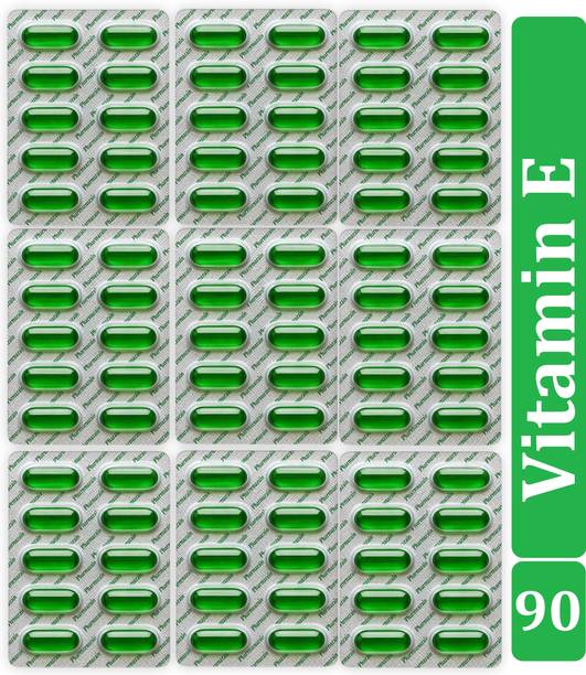 PHARMAZAIN Vitamin E Capsules Pack of 90 Skin Hydration, Hair Growth & Anti-Aging Support