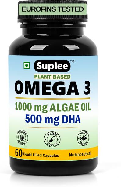 Suplee Plant Based Omega 3 Algae Oil 1000mg with 500mg DHA Vegetarian Liquid Capsules