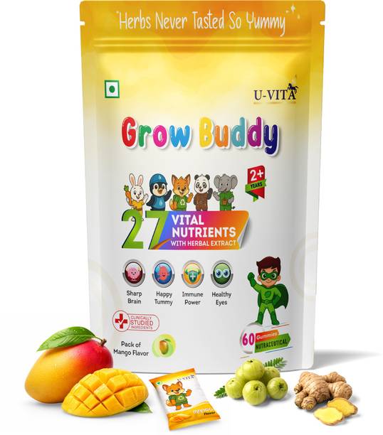 U VITA Grow Buddy Multivitamin Gummies for Kids (2+ Years) | Mango | 60 Gummies