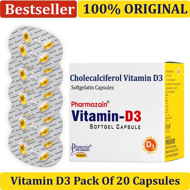 PHARMAZAIN Vitamin D3 Softgel Capsules 600 IU for Bone Health, Muscle Strength & Immunity