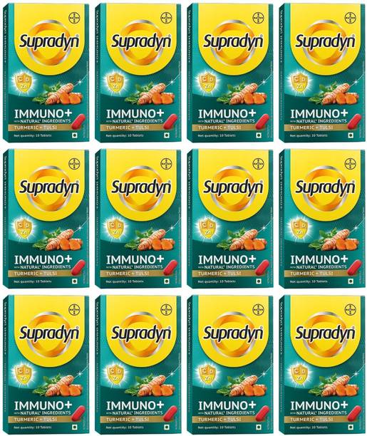 Supradyn Immuno +, Multivitamin, Natural immunity booster -Vit C & D, Zinc, 10 Tabs x 12