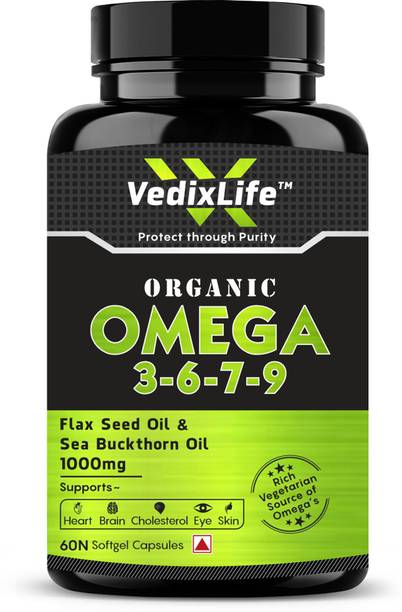 VedixLife Vegan Omega 3-6-7-9 Fatty Acid 1000mg, Supports Brain, Joint, Heart & Eye Health