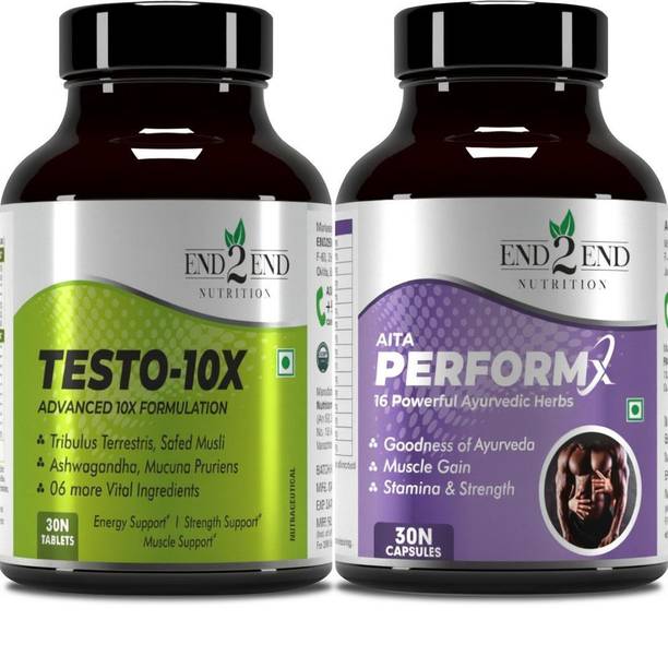 End2End Nutrition Testo-10X & PerformaX Ultimate Testosterone Booster Supplement Combo