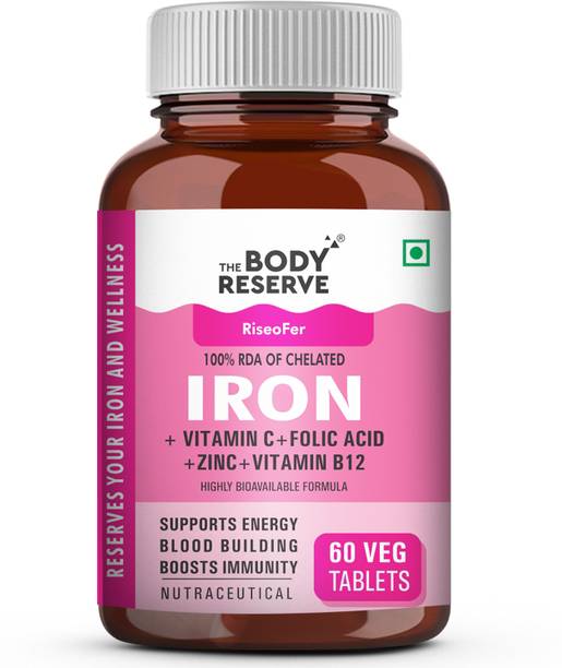 THE BODY RESERVE Chelated Iron +Vitamin C,B12, Zinc,Folic Acid, Supports Blood Building &Immunity