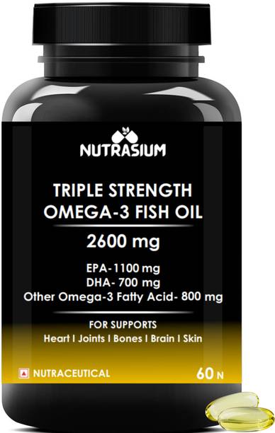 NUTRASIUM Triple Strength Omega-3 Fish Oil 2600 mg | For Heart, Joint, Skin, Eye, brain