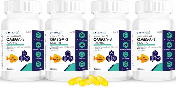 CURESEA LIFESCIENCES Omega 3 Salmon Fish Oil 1000mg (180mg EPA & 120mg DHA) For Men And Women