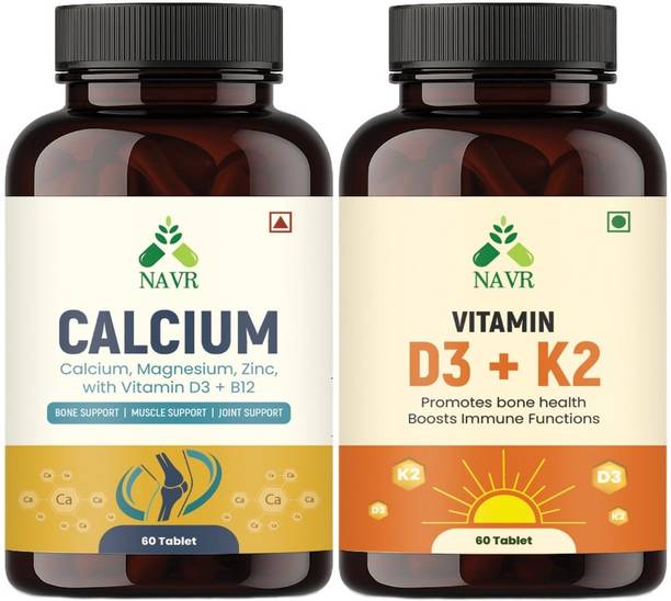 NAVR Calcium Magnesium Zinc + Vitamin D3 K2 Tablets combo Pack