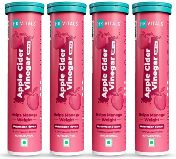 HEALTHKART HK VITALS Apple Cider Vinegar 750 mg Effervescent Tablets, Watermelon