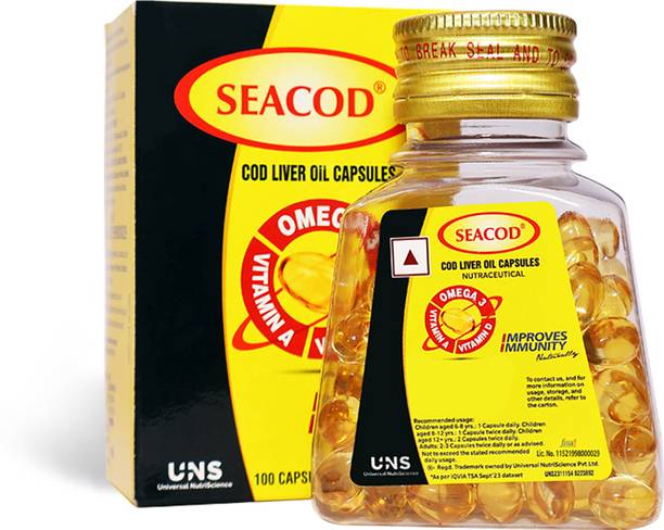 seacod Cod Fish Liver Oil Softgel Capsules With Natural Omega 3, Natural EPA & DHA