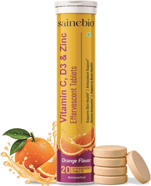 sainebio Vitamin C D3 & Zinc Effervescent Tablets | Orange | 20 Tablets