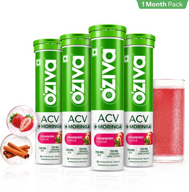OZiva ACV Moringa (Strawberry)To Control Cravings, Apple Cider Vinegar, No Added Sugar