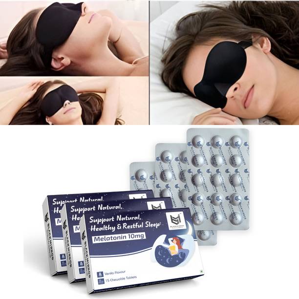 Black mirror MELATONIN 10MG with EYE MASK for HEALTHY NATURAL RESTFUL SLEEP chewable tablets