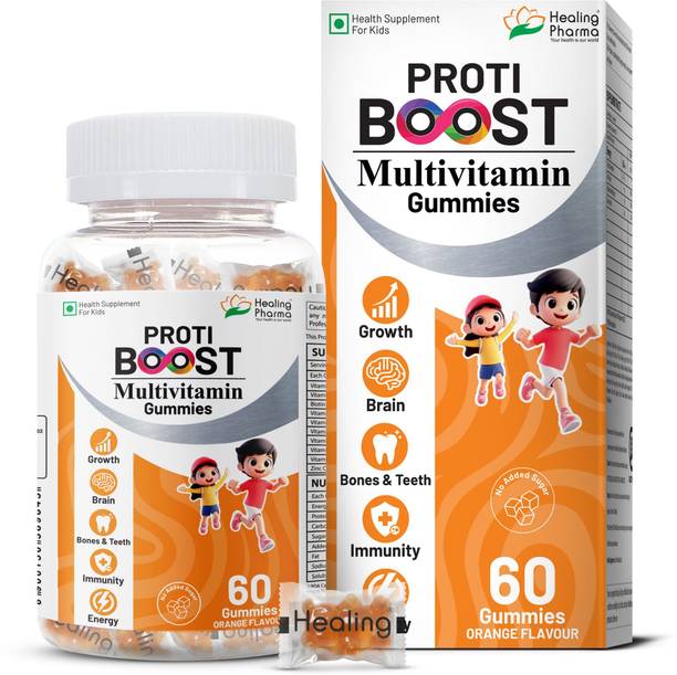 healing pharma Protiboost Multivitamin Gummies for Kids For Growth,Immunity,Brain & Bone Health