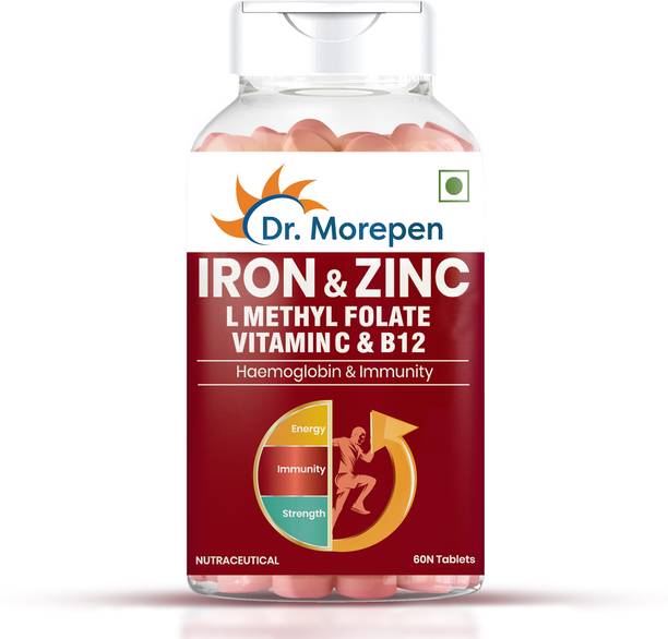 Dr. Morepen Iron & Zinc Tablets With Vitamin C & B12 | Immunity & Hemoglobin Booster