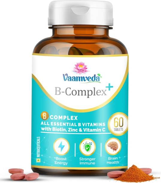 Vaamveda Vitamin B Complex Tablets Supplements with B12 Biotin for Men Women