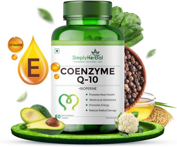 Simply Herbal Coenzyme Q10 200mg Tablets with Bioperine Antioxidant Supplements