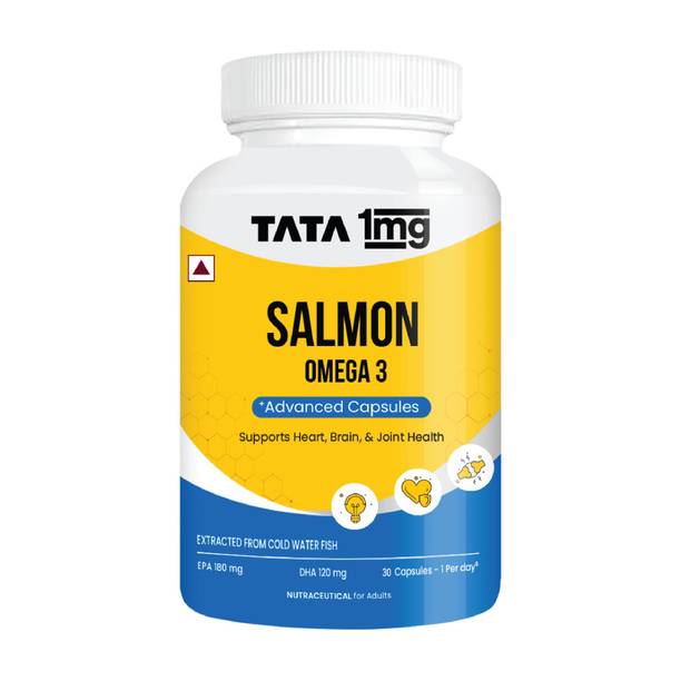 TATA 1mg Salmon Omega 3 Fish Oil with EPA (180mg) & DHA (120mg)