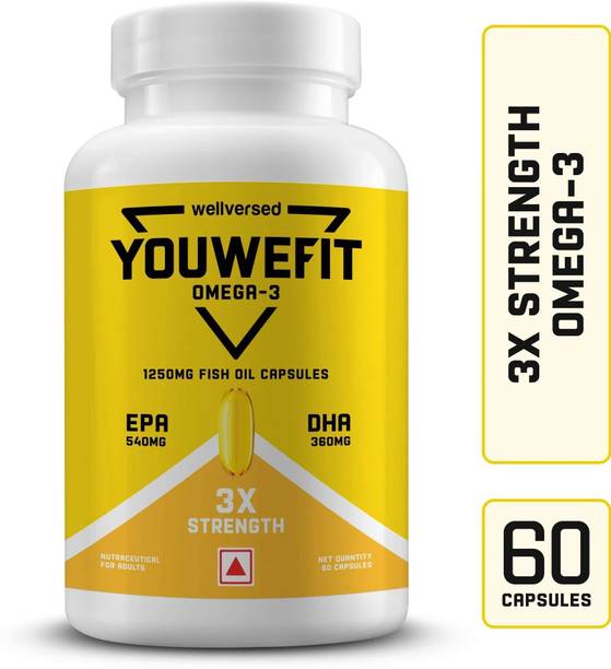 YouWeFit Omega-3 Fish Oil | 1250mg Triple Strength Fish Oil Capsules | No Fishy Burps