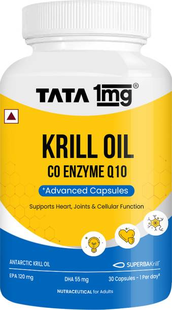 TATA 1mg Krill Oil Omega-3 with CoQ10 | 1000mg Krill Oil, EPA, DHA & Astaxanthin
