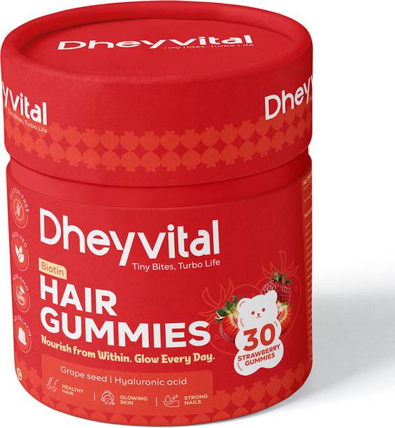 Dheyvital Biotin Hair Gummies for Hair Growth, Strong Nails & Glowing Skin