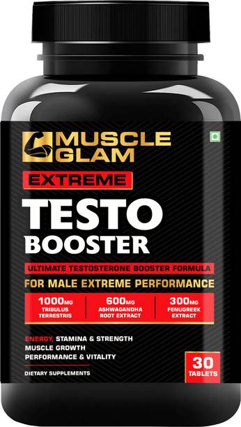 MUSCLEGLAM Extreme Testosterone Booster for Men for Performance with Tribulus & Ashwagandha