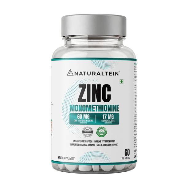 NATURALTEIN Zinc Monomethionine 60 Tablets | 12mg Elemental Zinc