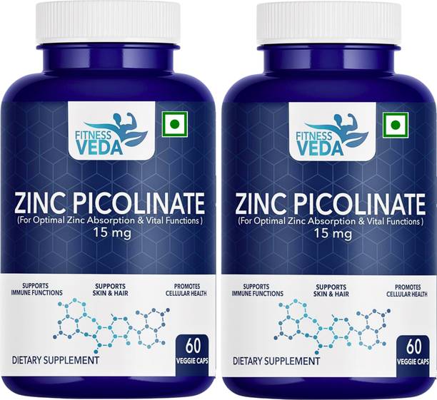FITNESSVEDA Zinc Picolinate 15 mg | Supports Immune Function, Skin & Hair