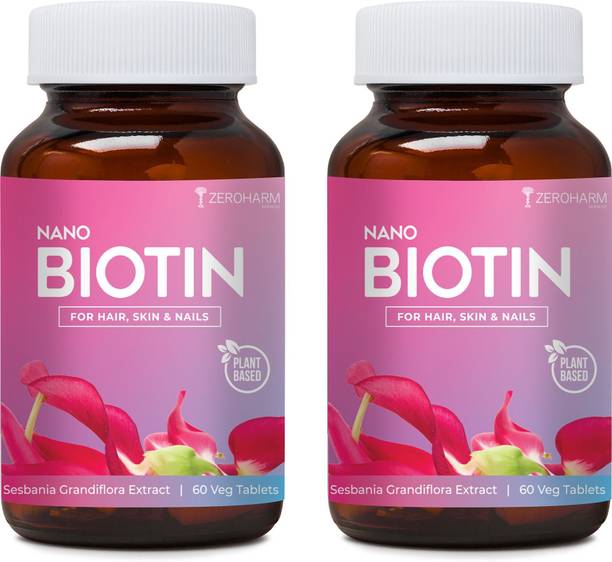 ZEROHARM Nano Biotin (Vitamin B7) for Hair Growth, Nails, Glowing Skin for Men & Women
