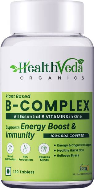 Health Veda Organics B-Complex with All B Vitamins Supports Cognitive Health For both Men & Women
