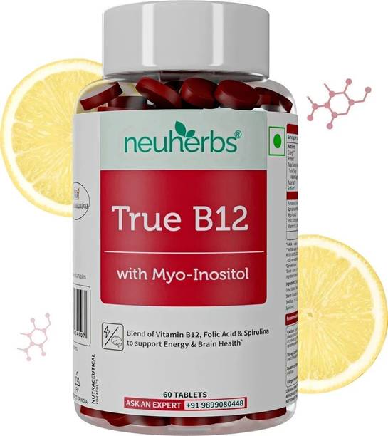 Neuherbs True B12 Supplement For Energy & Brain With myo-inositol,Spirulina,Folic Acid