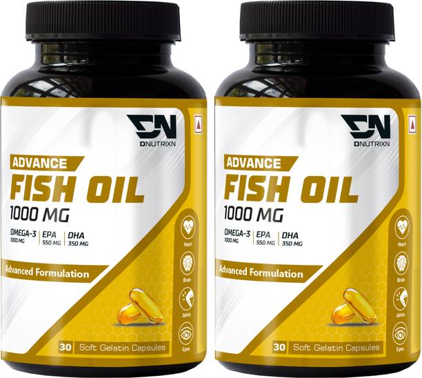 DNUTRIXN Advance Omega 3 Fish Oil -1000mg |EPA 550mg |DHA 350mg|Healthy Brain, Heart &Eye