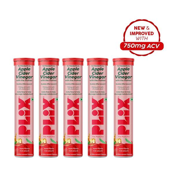 The Plant Fix Plix Apple Cider Vinegar Effervescent Tablet | With Mother | 750mg ACV