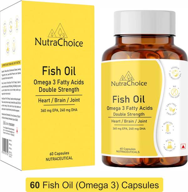 NutraChoice Fish Oil Double Strength Omega-3 (360mg EPA&240mg DHA) for Heart & Joint Health