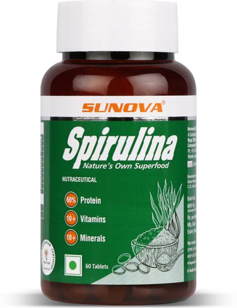 SUNOVA Spirulina Tablets - Multivitamin with protein, 18 Amino acids and nutrients