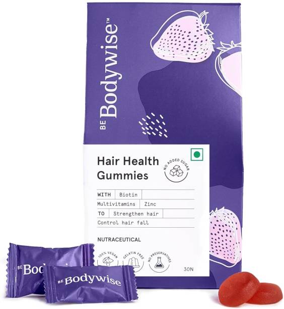 Bodywise 5000mcg Biotin Hair Gummies | 1 Month Pack | Strong Hair, Nails | No Added Sugar