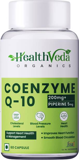 Health Veda Organics Coenzyme Q10 (CoQ10) 200mg Capsules for Heart Health Support for Men and Women