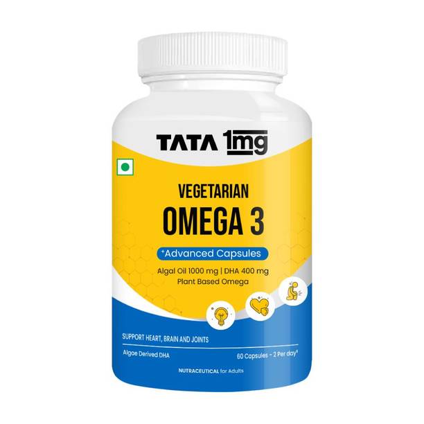 TATA 1mg Vegetarian Omega | Algal Oil DHA 400mg | For Heart, Brain & Joints