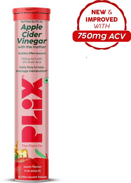The Plant Fix Plix Apple Cider Vinegar Effervescent Tablet | With Mother | 750mg ACV