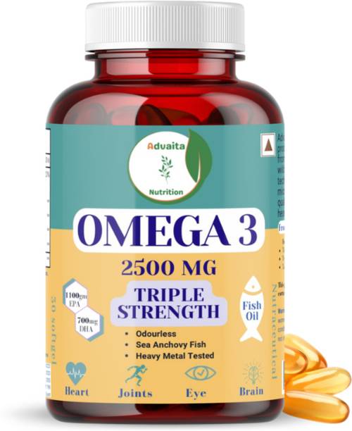 Advaita Nutrition Triple Strenght (2500mg) Omega 3 Fish oil for heart,joints & workout recovery