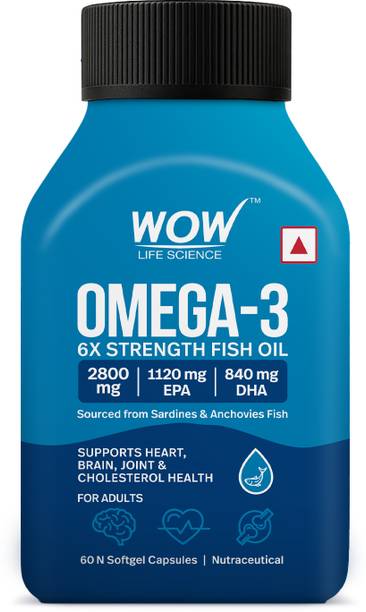 WOW Life Science Omega-3 Fish Oil Softgel Capsules 6× Strength with 1120mg EPA & 840mg DHA